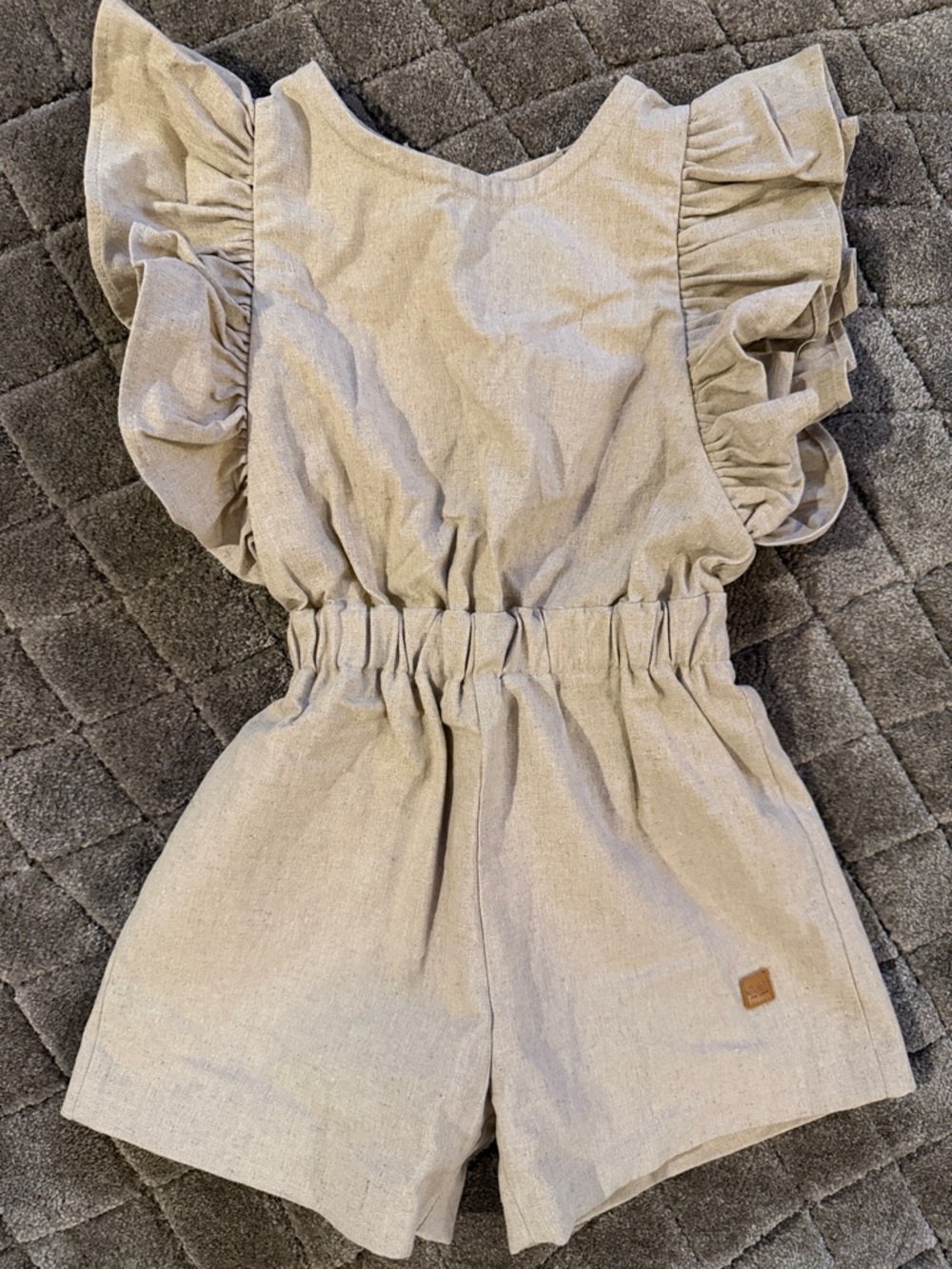 Girls Cream Ruffle Sleeve One-Piece Romper